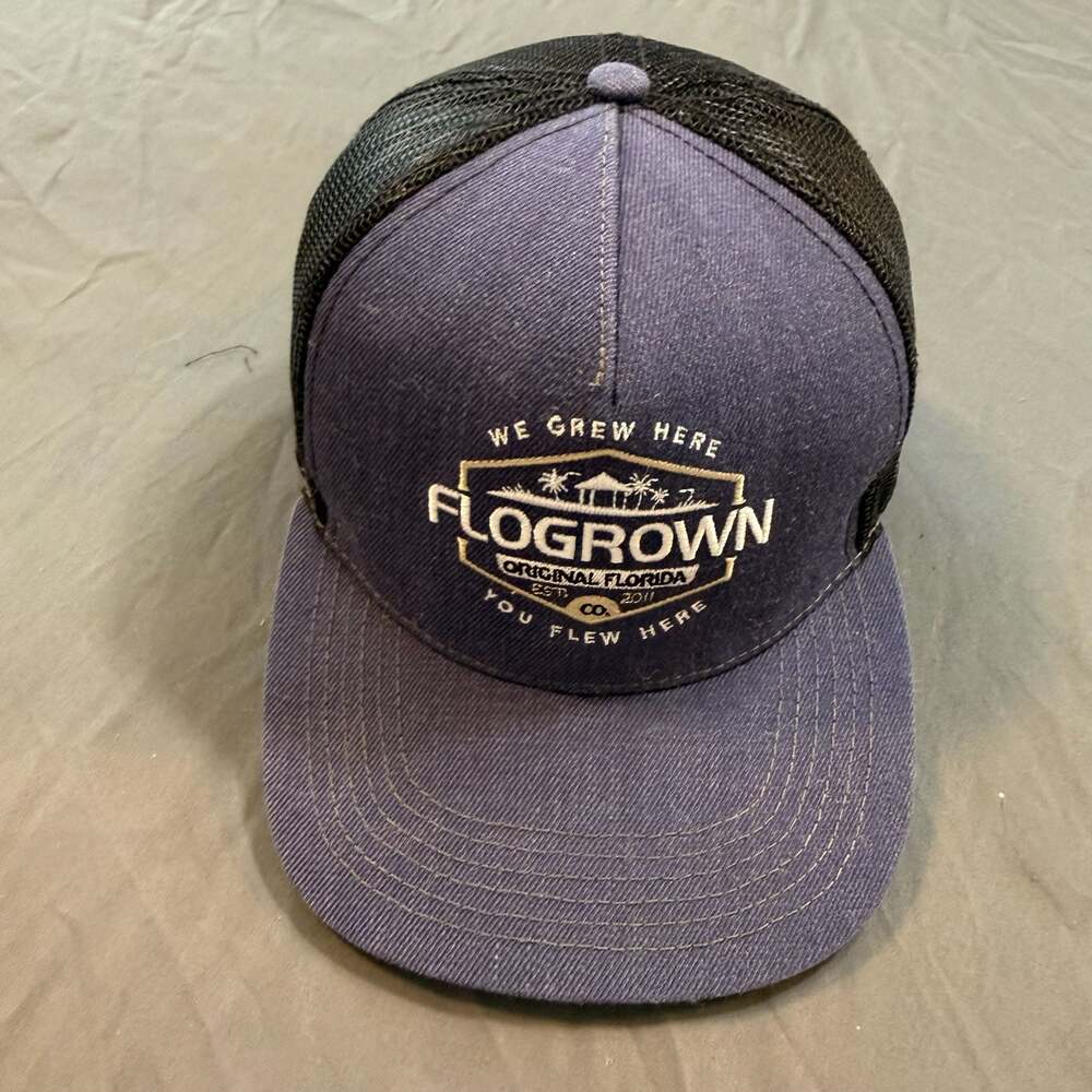 FloGrown Original Floridian Trucker Hat Navy and Black Mesh Snapback